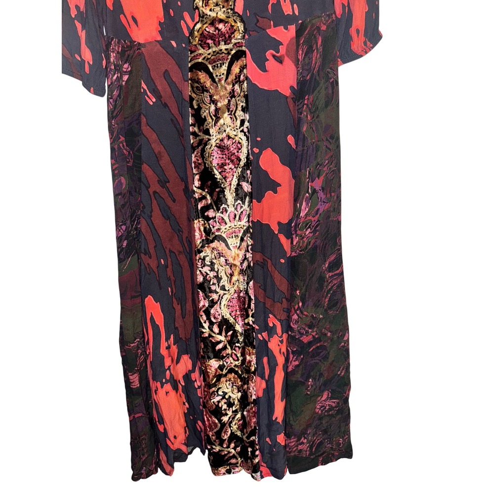 Soft Surroundings Maxi Dress Size 8 Red Black Velvet Embellished Floral - Picture 5 of 7
